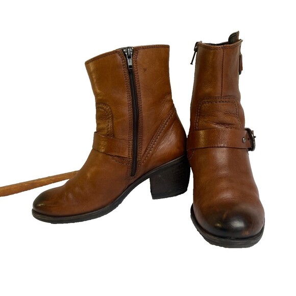 Clarks Mascarpone Cafe Brown Leather Ankle Boots Heel Tan Shoes Women’s -Size 6 - Picture 9 of 13